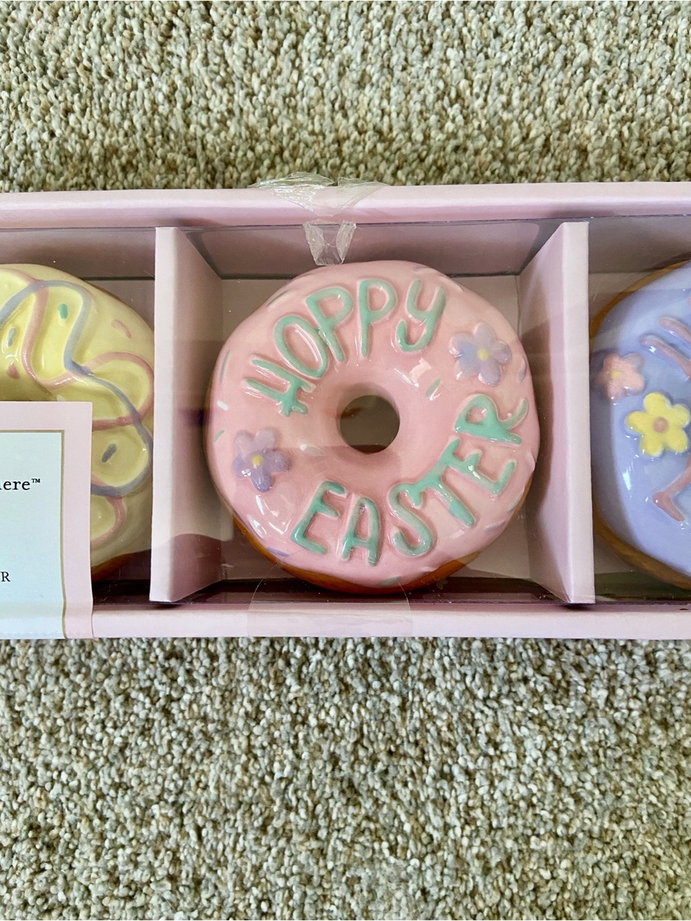 NWT Cupcakes & Cashmere Set of 3 Ceramic Decor Easter Spring Donuts - Picture 3 of 10